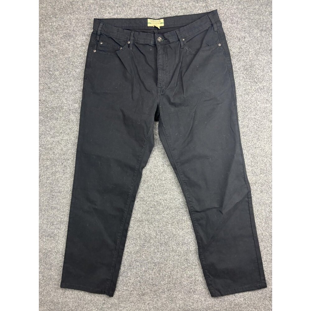 Orvis Five Pocket Jeans Mens 38x30 Black‎ Straight Stretch Denim Pants Casual